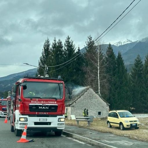Principio di incendio in una baita tra Santa Maria e Druogno