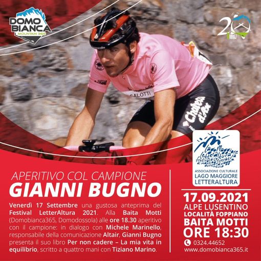 Gianni Bugno presenta il suo libro alla Baita Motti del Lusentino
