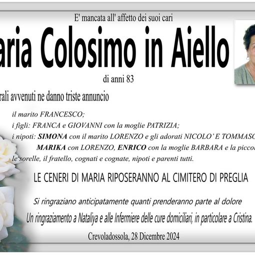 Maria Colosimo in Aiello di anni 83