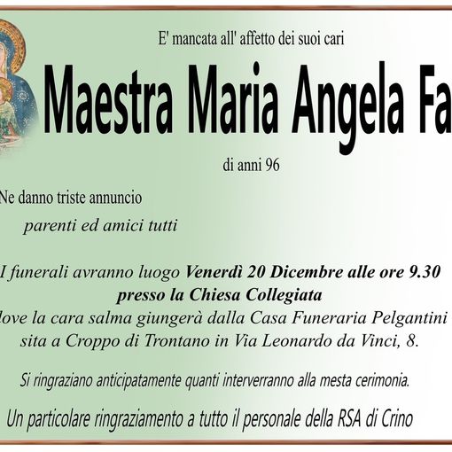 Maestra Maria Angela Farina di anni 96