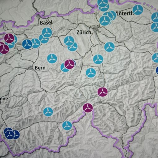 La distribuzione degli impianti eolici sul territorio  svizzero