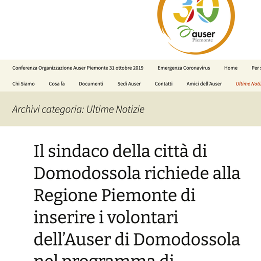 Volontari dell'Auser saranno vaccinati grazie all'intervento del sindaco di Domodossola