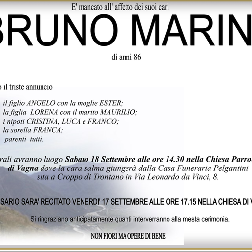 Bruno Marini di anni 86