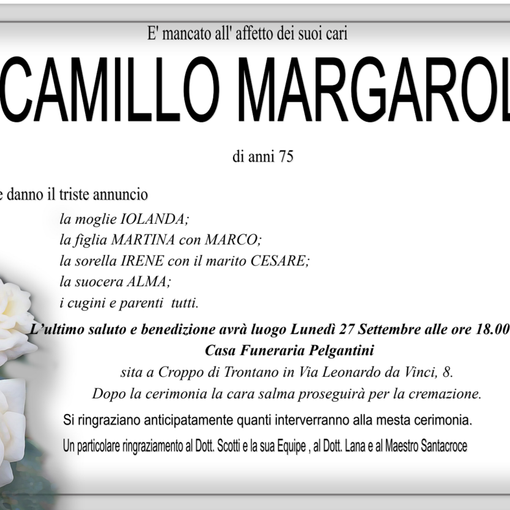 Camillo Margaroli di anni 75