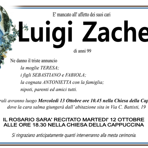 Luigi Zacheo di anni 99