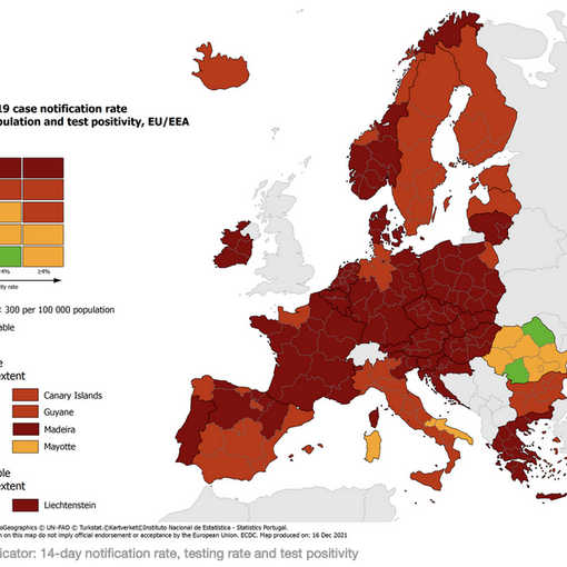 Mappe Europea dei contagi, il Piemonte in rosso
