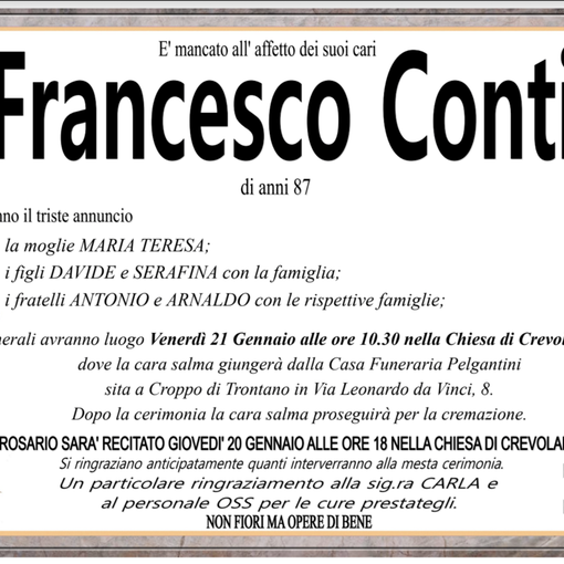 Francesco Conti di anni 87