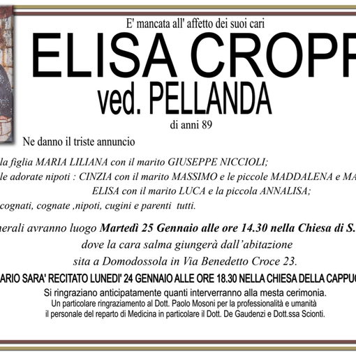 Elisa Croppi ved. Pellanda di anni 89