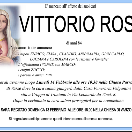 Vittorio Rossi di anni 84