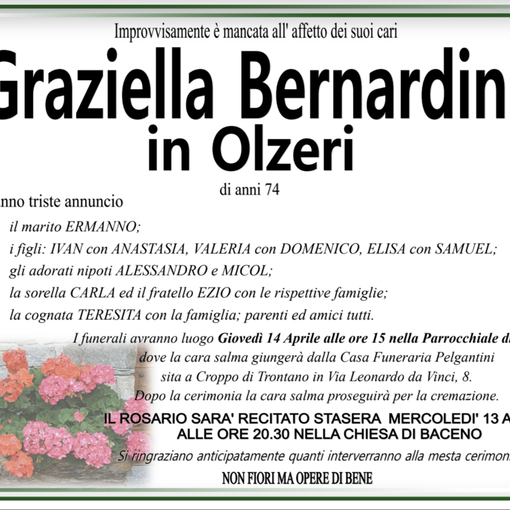 Graziella Bernardini in Olzeri di anni 74