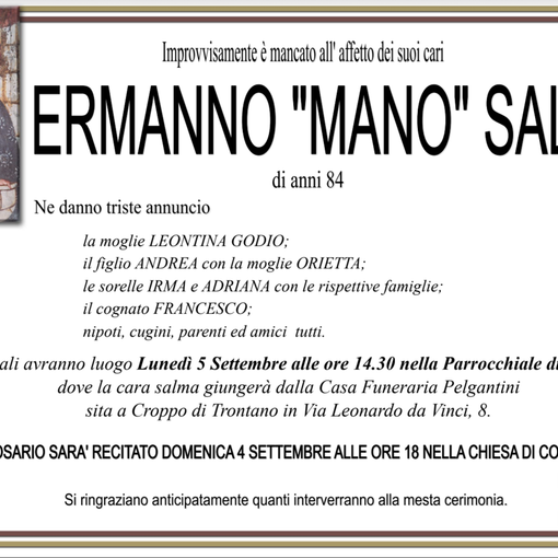 Ermanno &quot;Mano&quot; salè di anni 84