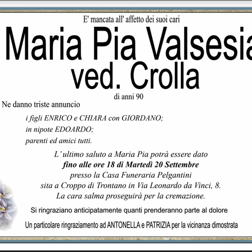 Maria Pia Valsesia ved. Crolla di anni 90