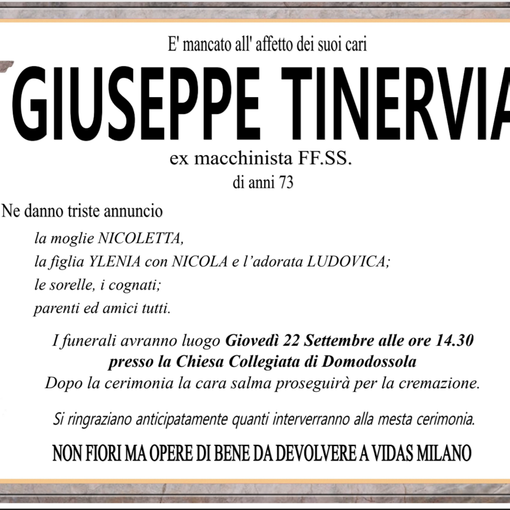 Giuseppe Tinervia di anni 73