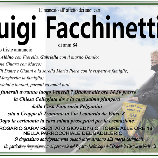 Luigi Facchinetti di anni 84