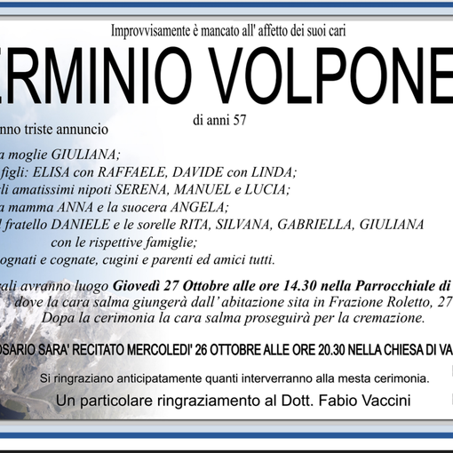 Erminio Volpone di anni 57