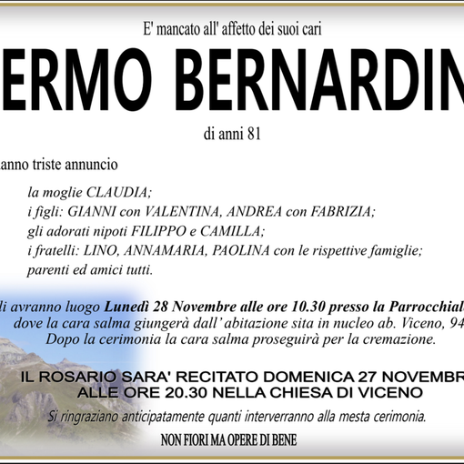 Fermo Bernardini di anni 81