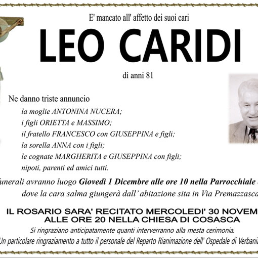 Leo Caridi di anni 81