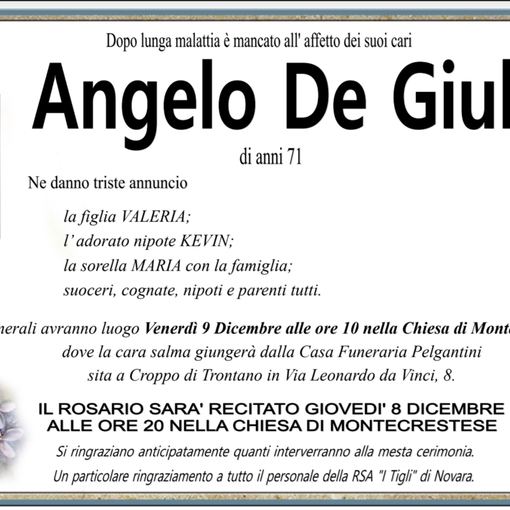 Angelo De Giuli di anni 71