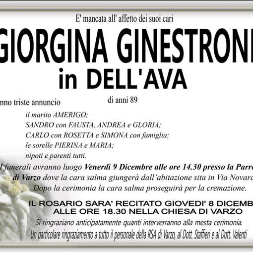 Giorgina Ginestroni in Dell'Ava di anni 89