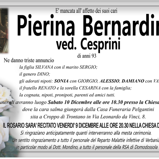 Pierina Bernardini ved. Cesprini di anni 93