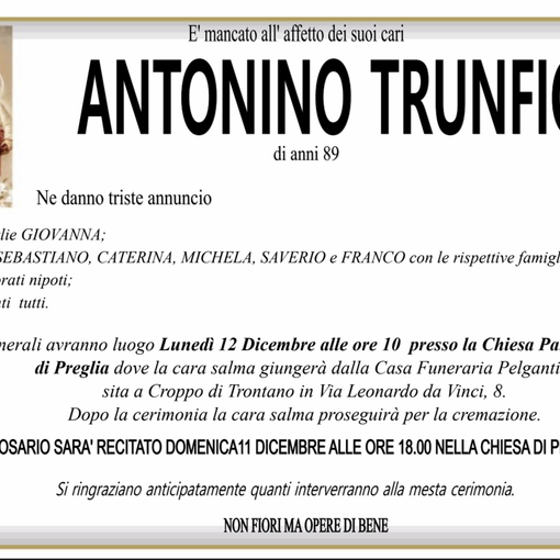 Antonio Trunfio di anni 89