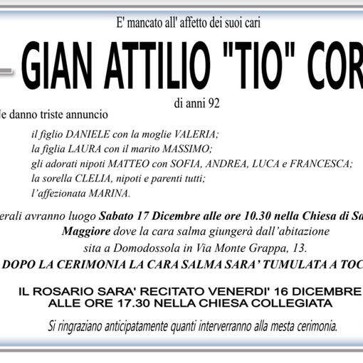Gian Attilio &quot;Tio&quot; Corti di anni 92