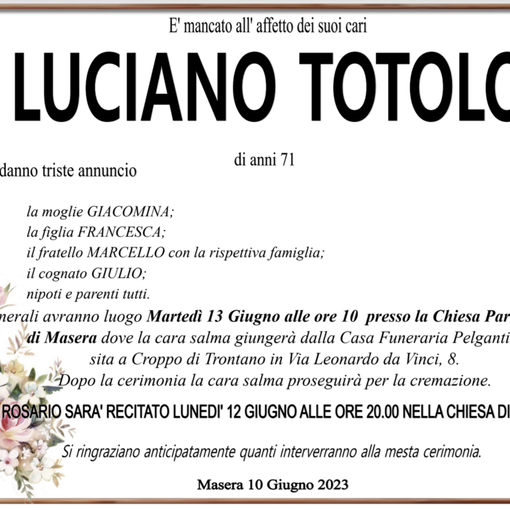 Luciano Totolo di anni 61