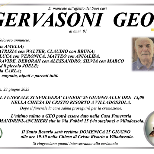 Gervasoni Geo di anni 91