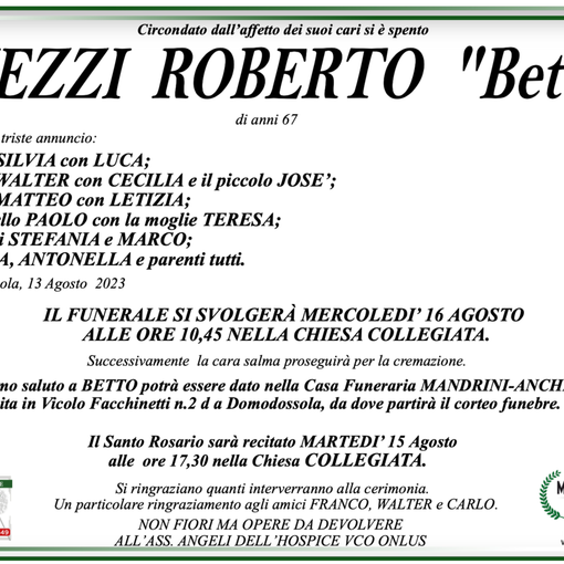 Chezzi Roberto &quot;Betto&quot; di anni 67