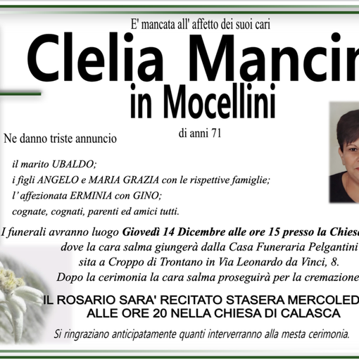 Clelia Mancini in Mocellini 71 anni