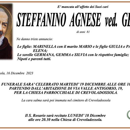 Steffanino Agnese ved. Genini di anni 81