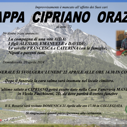 Rappa Cipriano Orazio di anni 72