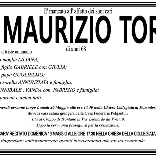 Maurizio Tori di anni 68