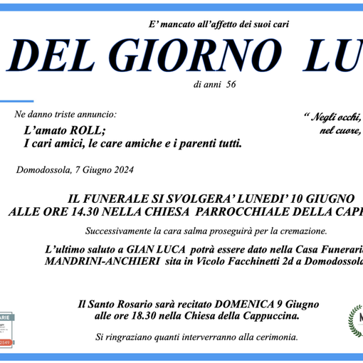 Del Giorno Luca di anni 56