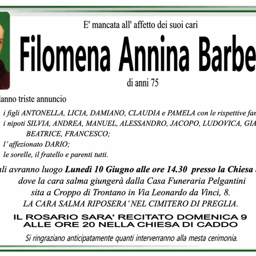 Filomena Annina Barbetta di anni 75