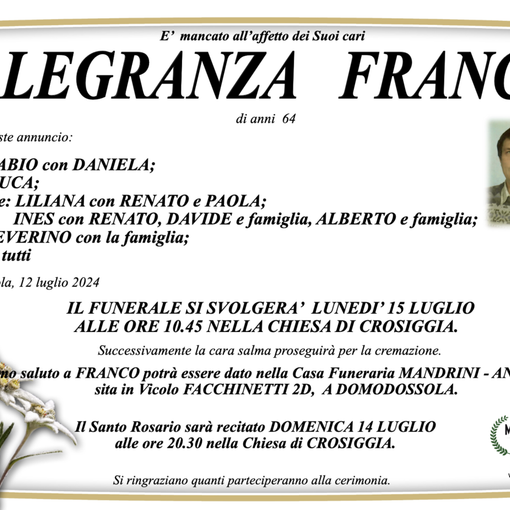 Allegranza Franco di anni 64