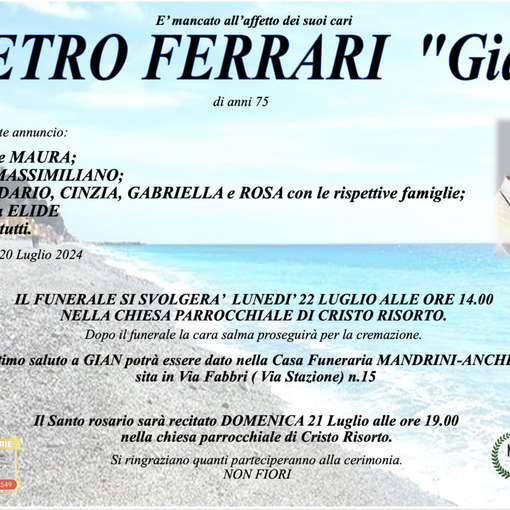 Pietro Ferrari &quot;Gian&quot; di anni 75