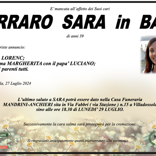 Ferraro Sara in Bala di anni 39
