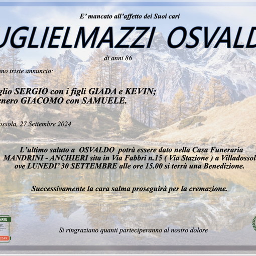 Guglielmazzi Osvaldo di anni 86