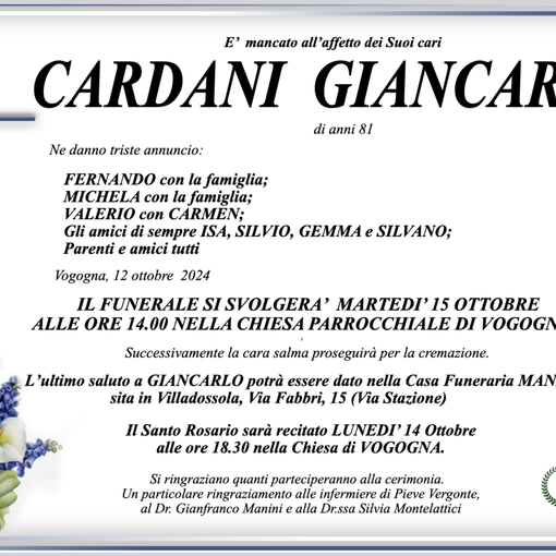 Cardani Giancarlo di anni 81
