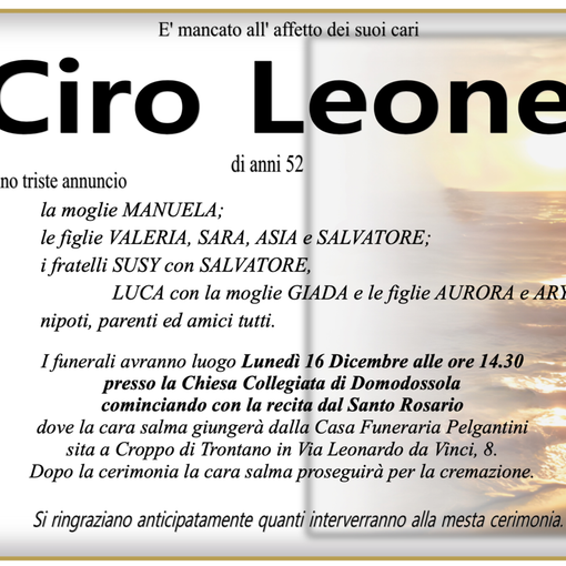 Ciro Leone si anni 52