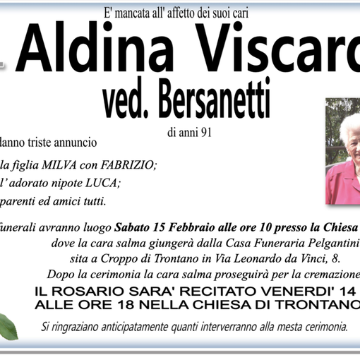 Aldina Viscardi ved. Bersanetti 91 anni