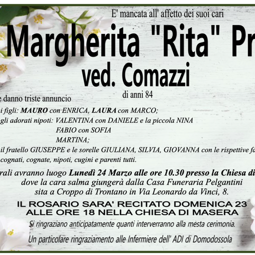 Margherita &quot;Rita&quot; Prini ved. Comazzi di anni 84