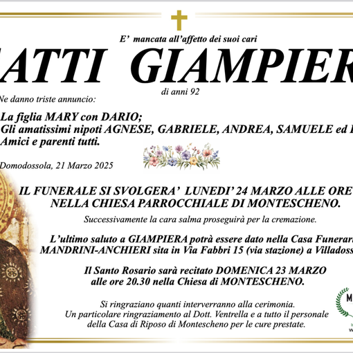 Gatti Giampiera di anni 92