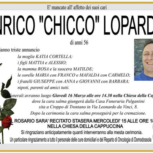 Enrico &quot;Chicco&quot; Lopardo di anni 56