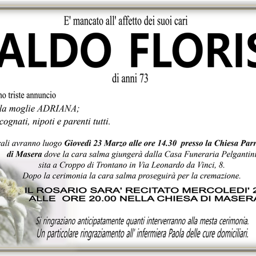 Aldo Floris di anni 73