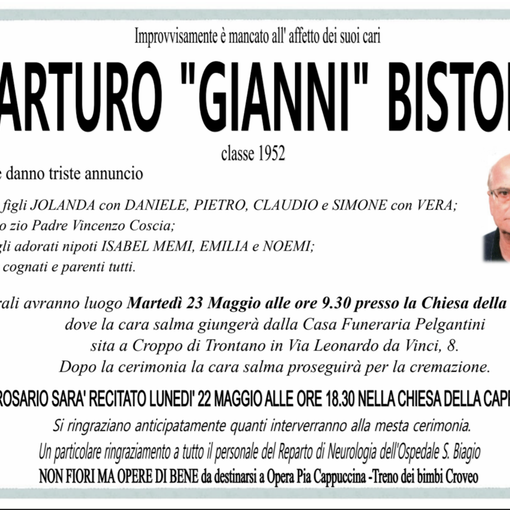 Arturo &quot;Gianni&quot; Bistolfi classe 1952