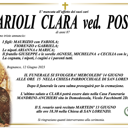 Darioli Clara ved. Possa di anni 87