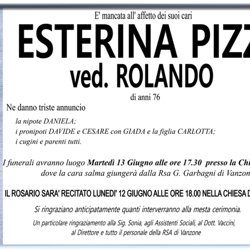 Esterina Pizzi di anni ved. Rolando di anni 76