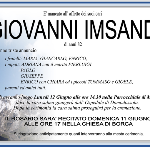 Giovanni Imsand di anni 82